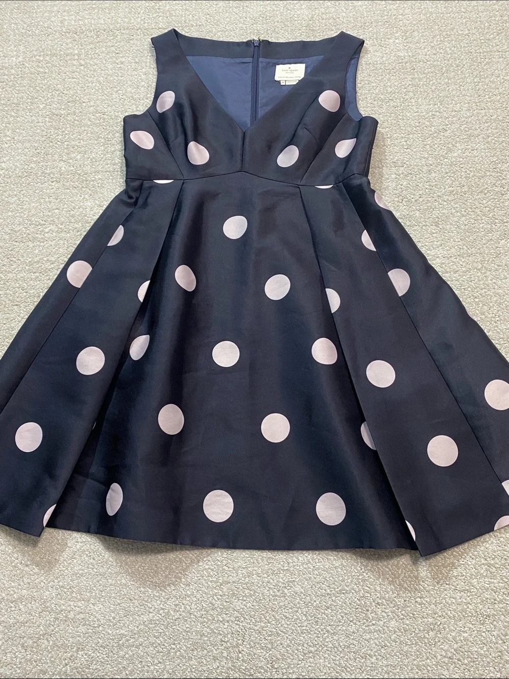 kate spade Black Midi Dress with Pink Polka Dots Size 8